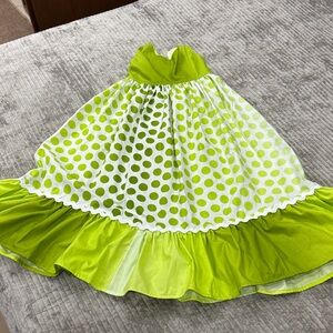 Vibrant Green Polka Dot Kids Dress